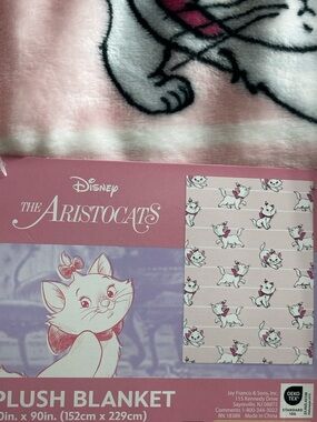 Disney The Aristocats Pink and White Plush Cat Blanket